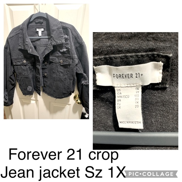 Forever 21 cropped distressed jean jacket Sz1X - Picture 1 of 2